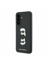 Karl Lagerfeld Karl Lagerfeld Liquid Silicone Metal Karl and Choupette Zadný Kryt pre Samsung Galaxy A37 Black