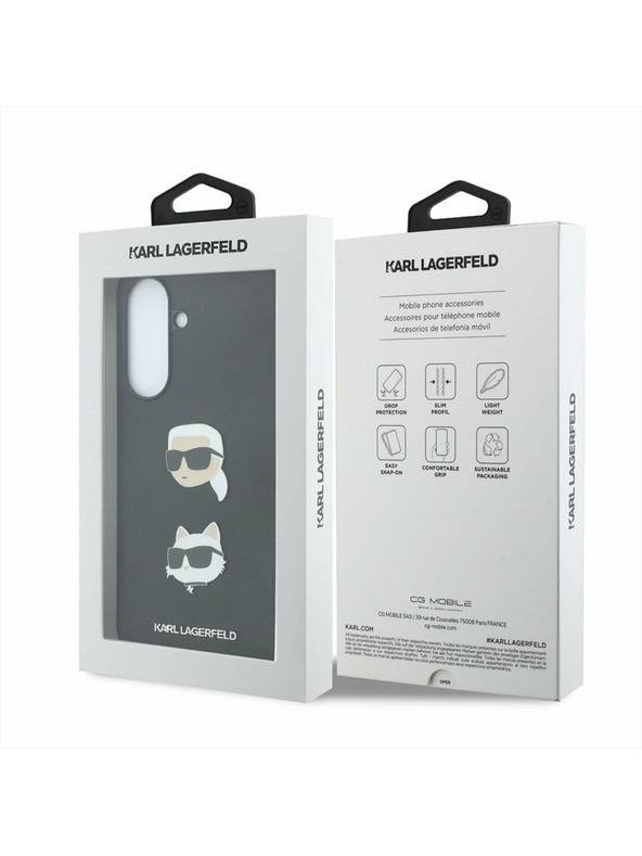 Karl Lagerfeld Karl Lagerfeld Liquid Silicone Metal Karl and Choupette Zadný Kryt pre Samsung Galaxy A37 Black