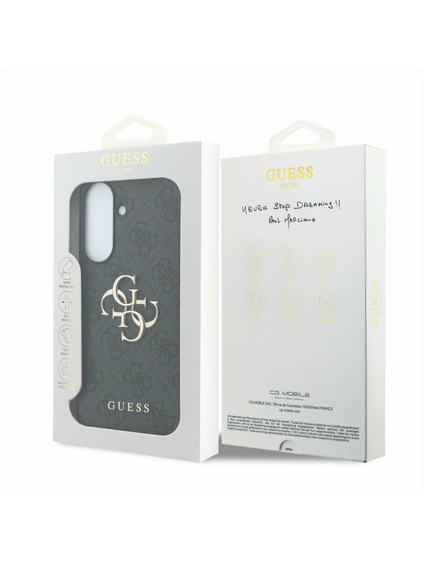 Guess Guess PU 4G Metal Logo Zadný Kryt pre Samsung Galaxy A57 Grey