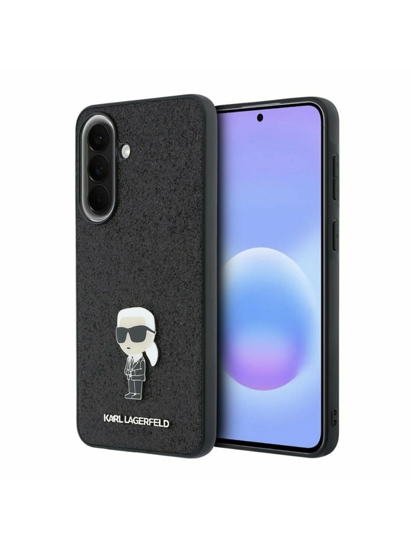 Karl Lagerfeld Karl Lagerfeld Fixed Glitter Metal Ikonik Zadný Kryt pre Samsung Galaxy A57 Black