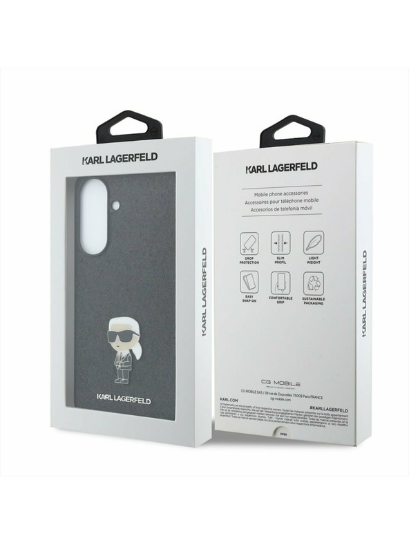 Karl Lagerfeld Karl Lagerfeld Fixed Glitter Metal Ikonik Zadný Kryt pre Samsung Galaxy A57 Black