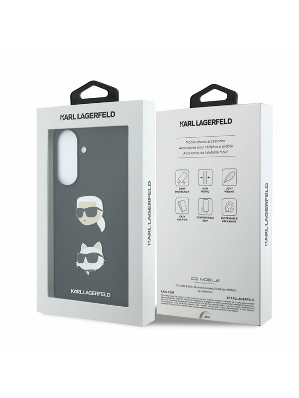 Karl Lagerfeld Karl Lagerfeld Liquid Silicone Metal Karl and Choupette Zadný Kryt pre Samsung Galaxy A57 Black
