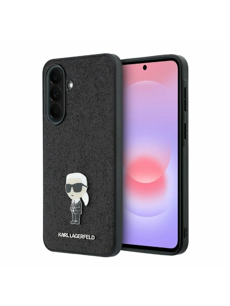 Karl Lagerfeld Karl Lagerfeld Fixed Glitter Metal Ikonik Zadný Kryt pre Samsung Galaxy A37 Black