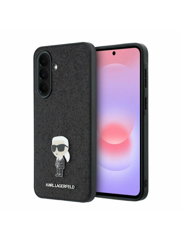 Karl Lagerfeld Karl Lagerfeld Fixed Glitter Metal Ikonik Zadný Kryt pre Samsung Galaxy A37 Black