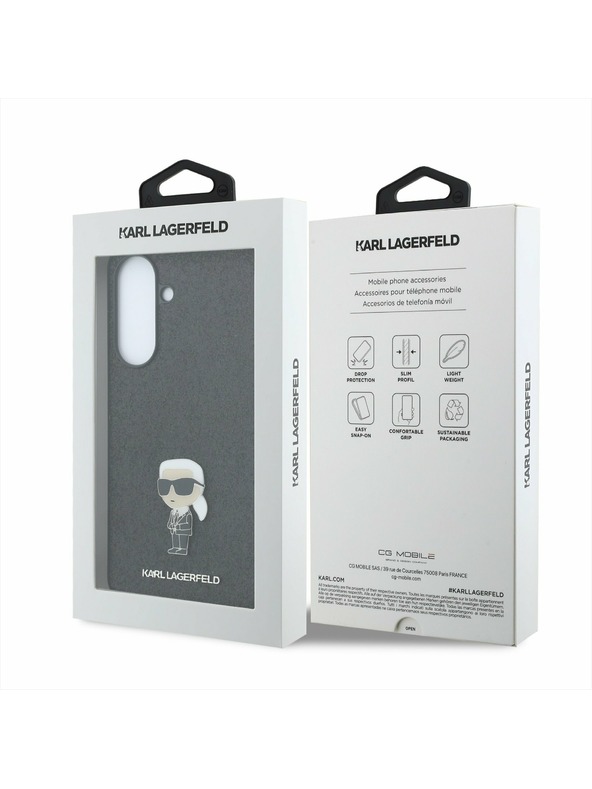 Karl Lagerfeld Karl Lagerfeld Fixed Glitter Metal Ikonik Zadný Kryt pre Samsung Galaxy A37 Black