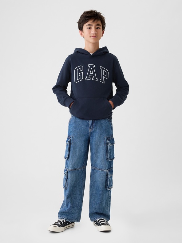 GAP Detská mikina s logom a fleece GAP