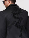 Ombre Clothing Pánska bunda s kapucňou a dračou aplikáciou na chrbte - čierna V1 OM-BLZB-0165 Ombre Clothing