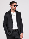 Ombre Clothing Pánska bunda s kapucňou a dračou aplikáciou na chrbte - čierna V1 OM-BLZB-0165 Ombre Clothing