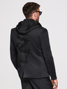 Ombre Clothing Pánska bunda s kapucňou a dračou aplikáciou na chrbte - čierna V1 OM-BLZB-0165 Ombre Clothing