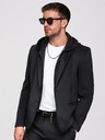 Ombre Clothing Pánska bunda s kapucňou a dračou aplikáciou na chrbte - čierna V1 OM-BLZB-0165 Ombre Clothing