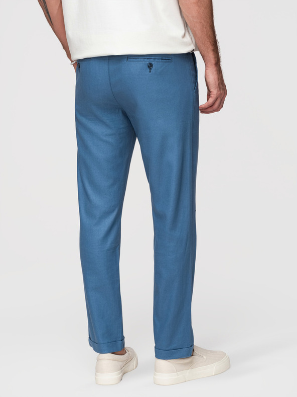 Ombre Clothing Pánske nohavice chino zo ľanovej zmesi - modrá džínsovina V5 P1522 Ombre Clothing