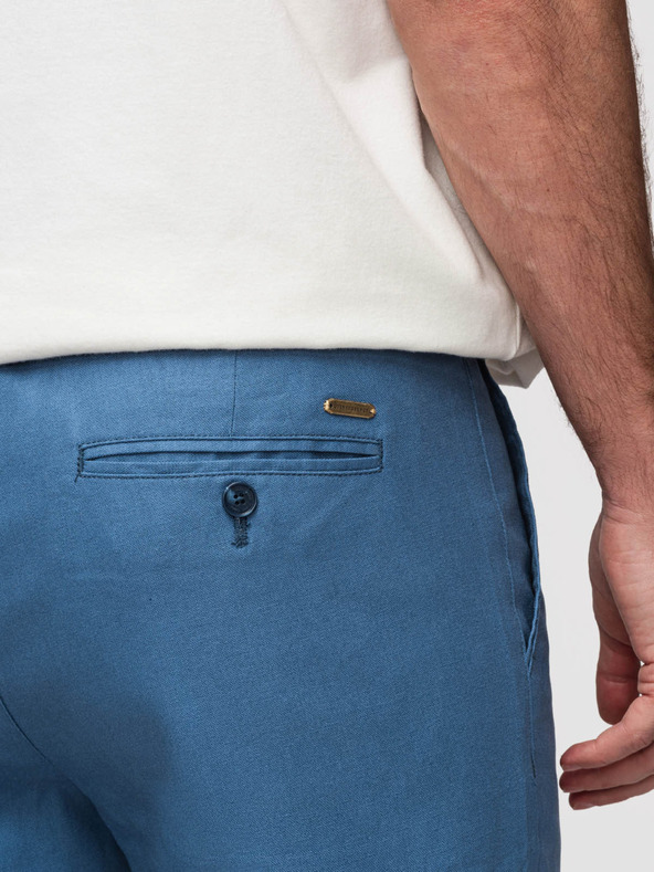 Ombre Clothing Pánske nohavice chino zo ľanovej zmesi - modrá džínsovina V5 P1522 Ombre Clothing