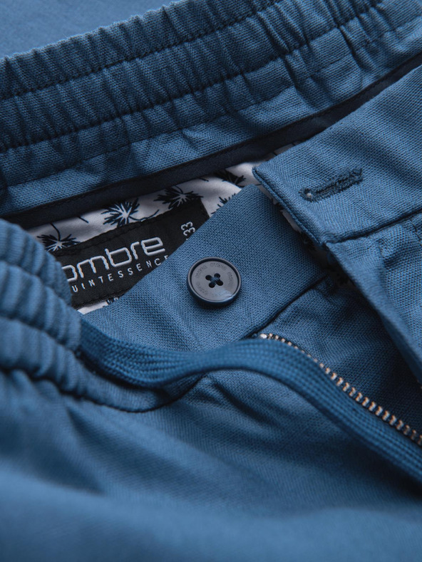 Ombre Clothing Pánske nohavice chino zo ľanovej zmesi - modrá džínsovina V5 P1522 Ombre Clothing