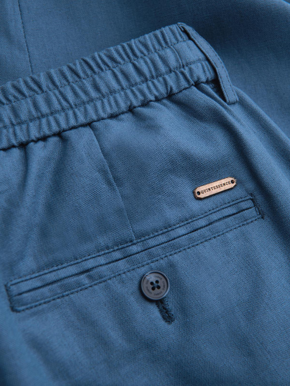 Ombre Clothing Pánske nohavice chino zo ľanovej zmesi - modrá džínsovina V5 P1522 Ombre Clothing