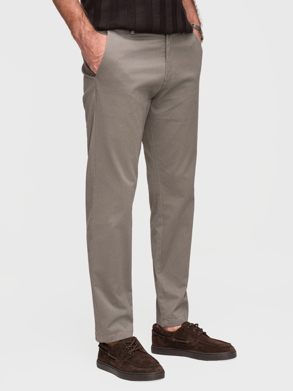Ombre Clothing Pánske chino nohavice REGULAR FIT s jemnou štruktúrou - sivé V1 P1518 Ombre Clothing