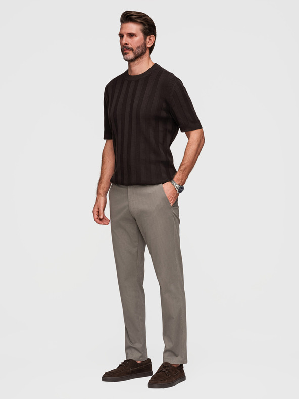 Ombre Clothing Pánske chino nohavice REGULAR FIT s jemnou štruktúrou - sivé V1 P1518 Ombre Clothing