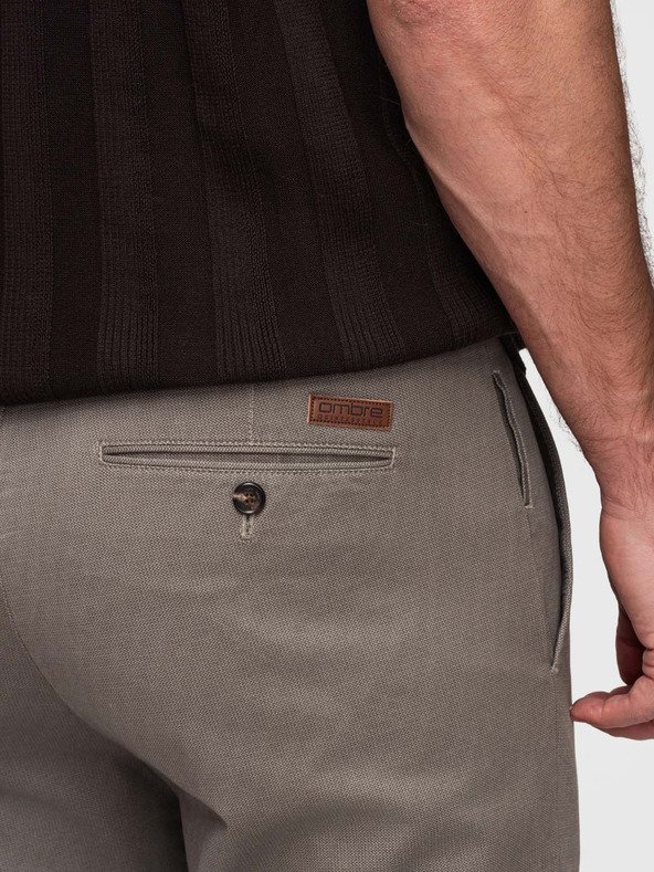 Ombre Clothing Pánske chino nohavice REGULAR FIT s jemnou štruktúrou - sivé V1 P1518 Ombre Clothing