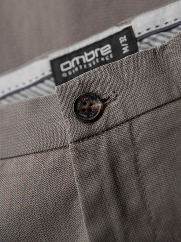 Ombre Clothing Pánske chino nohavice REGULAR FIT s jemnou štruktúrou - sivé V1 P1518 Ombre Clothing