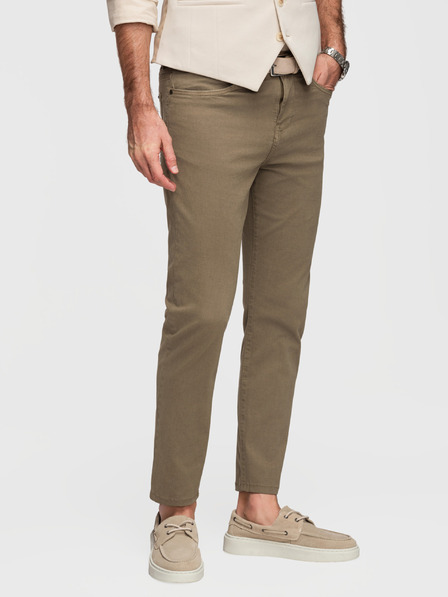 Ombre Clothing Pánske chino nohavice na mieru - olivové V3 O1523 Ombre Clothing