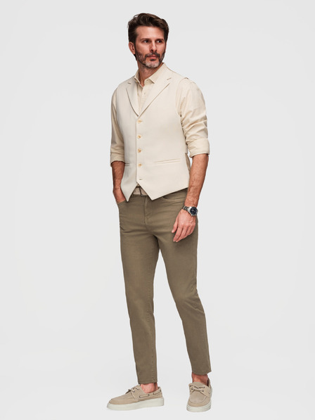 Ombre Clothing Pánske chino nohavice na mieru - olivové V3 O1523 Ombre Clothing
