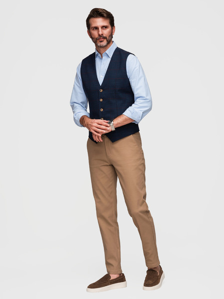 Ombre Clothing Pánske chino nohavice SLIM FIT - svetlo hnedé V2 P1524 Ombre Clothing