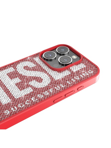 Diesel Diesel kryt pre iPhone 16 Pro s kryštáľmi Swarovski červený 60188