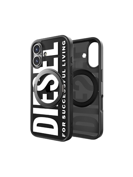 Diesel Diesel kryt pre iPhone 16 so stojanom a MagSafe čierno-biely 60203