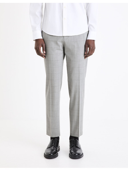 Celio Svetlošedé pánske kárované chino nohavice Celio Gocarreau