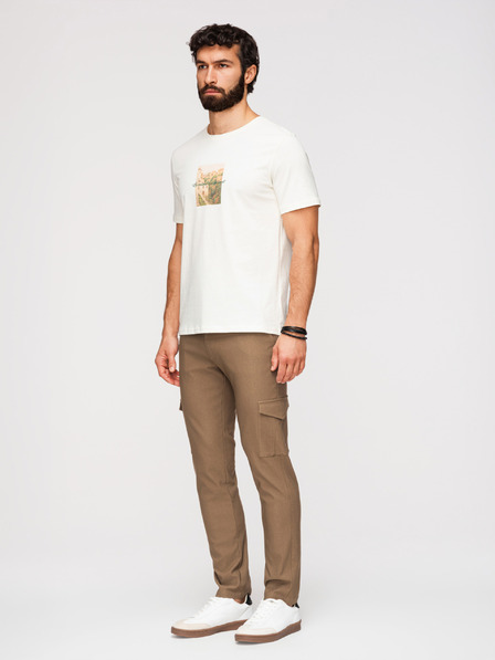 Ombre Clothing Pánske nohavice REGULAR s cargo vreckami - olivová farba V2 P1515 Ombre Clothing