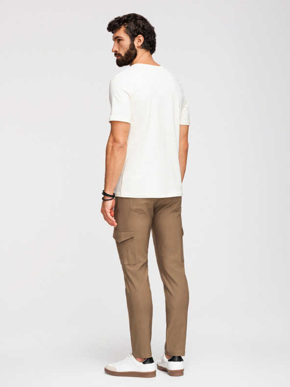 Ombre Clothing Pánske nohavice REGULAR s cargo vreckami - olivová farba V2 P1515 Ombre Clothing