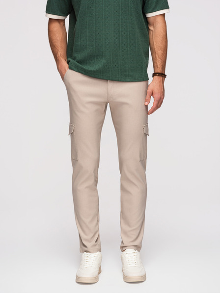 Ombre Clothing Pánske nohavice REGULAR s cargo vreckami - béžové V3 P1515 Ombre Clothing