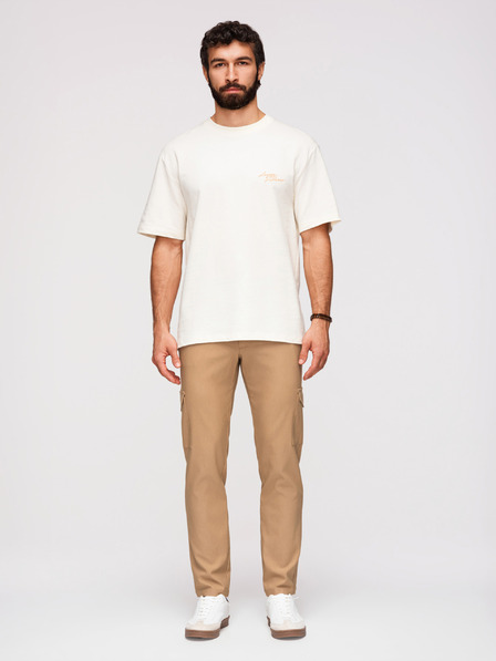 Ombre Clothing Pánske nohavice REGULAR s cargo vreckami - svetlohnedé V4 P1515 Ombre Clothing