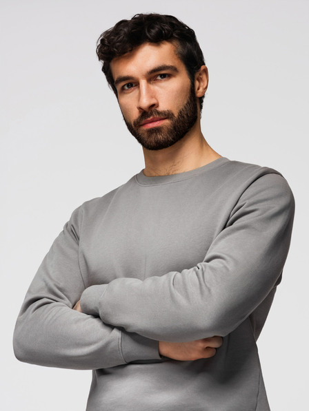 Ombre Clothing Pánska mikina BASIC s okrúhlym výstrihom - sivá Ombre Clothing
