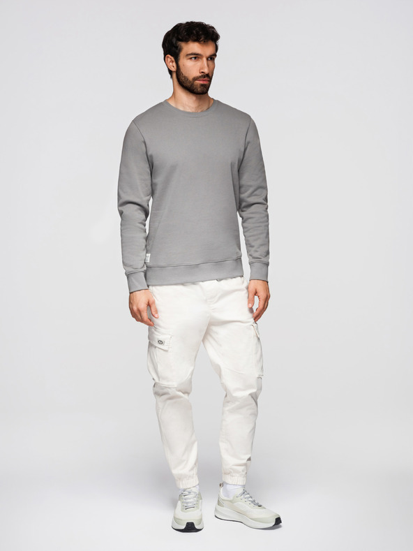 Ombre Clothing Pánska mikina BASIC s okrúhlym výstrihom - sivá Ombre Clothing