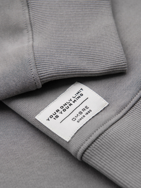 Ombre Clothing Pánska mikina BASIC s okrúhlym výstrihom - sivá Ombre Clothing