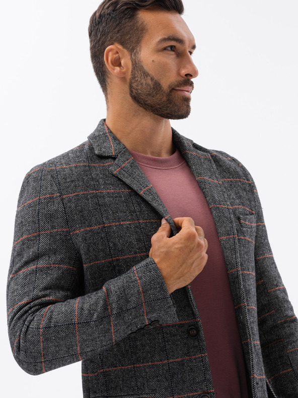 Ombre Clothing Čierny pánsky kabát C500