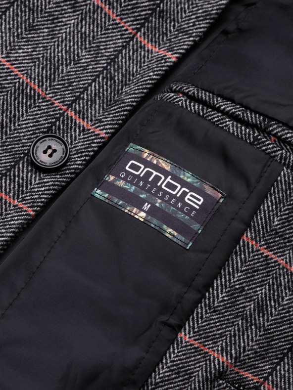 Ombre Clothing Čierny pánsky kabát C500