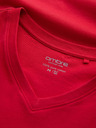 Ombre Clothing Červené pánske bavlnené tričko so základným výstrihom Ombre Clothing