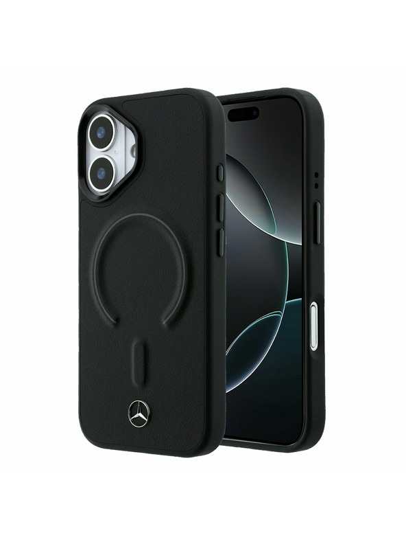 Mercedes Mercedes PU Leather 3D MagSafe Zadný Kryt pre iPhone 17 Black