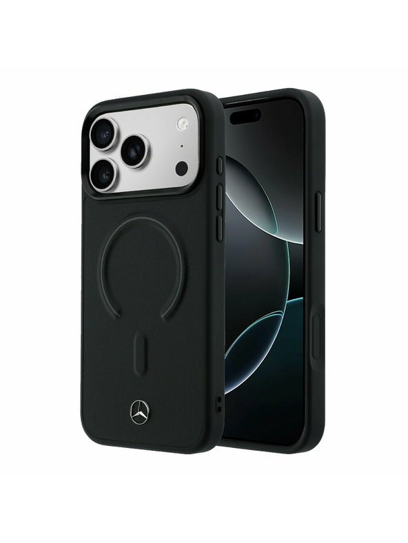 Mercedes Mercedes PU Leather 3D MagSafe Zadný Kryt pre iPhone 17 Pro Black
