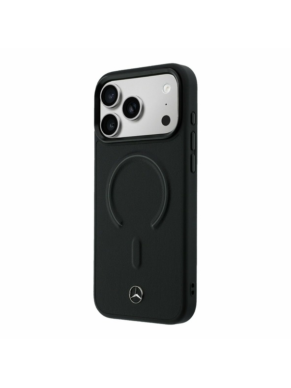 Mercedes Mercedes PU Leather 3D MagSafe Zadný Kryt pre iPhone 17 Pro Black