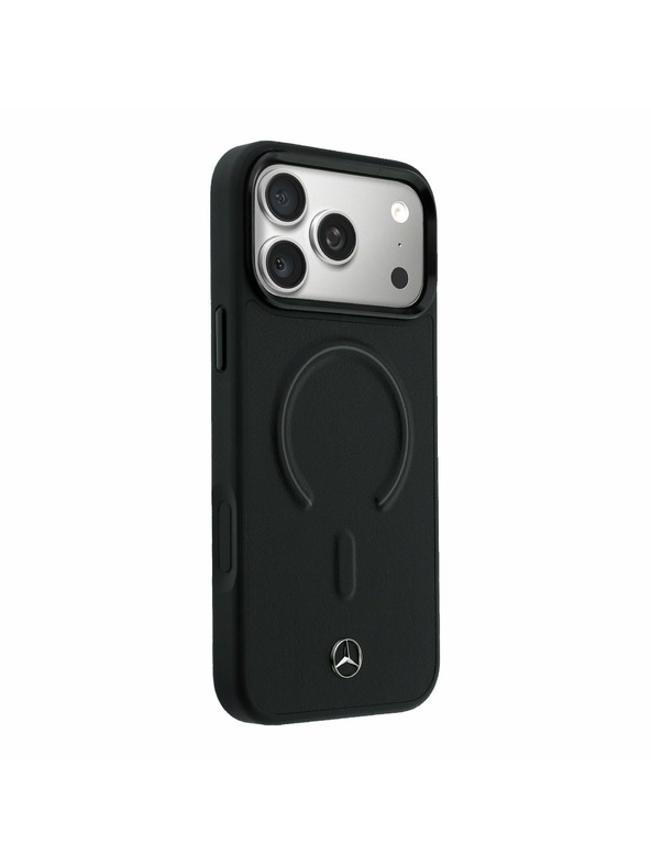 Mercedes Mercedes PU Leather 3D MagSafe Zadný Kryt pre iPhone 17 Pro Max Black
