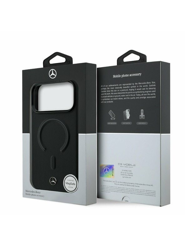 Mercedes Mercedes PU Leather 3D MagSafe Zadný Kryt pre iPhone 17 Pro Max Black