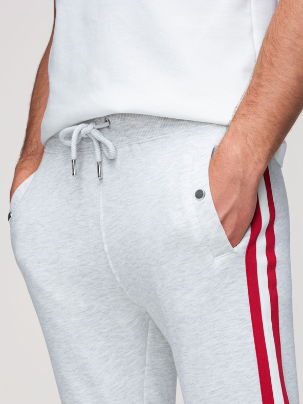 Ombre Clothing Pánske tepláky s lemovaním a žebrovaním na nohavicích - sivý melír V1 P1519 Ombre Clothing