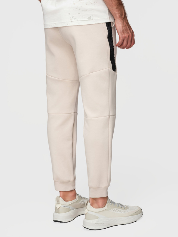 Ombre Clothing Pánske tepláky so žebrovanými manžetami a ozdobným zipsom - pieskovo V6 P1520 Ombre Clothing