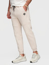 Ombre Clothing Pánske tepláky so žebrovanými manžetami a ozdobným zipsom - pieskovo V6 P1520 Ombre Clothing