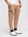 Ombre Clothing Pánske tepláky JOGGER s vreckami na stehnách a kontrastnými vsadkami - svetlo hnedá V4 OM-PASK-0222 Ombre Clothing