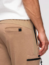 Ombre Clothing Pánske tepláky JOGGER s vreckami na stehnách a kontrastnými vsadkami - svetlo hnedá V4 OM-PASK-0222 Ombre Clothing