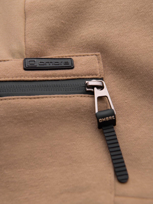 Ombre Clothing Pánske tepláky JOGGER s vreckami na stehnách a kontrastnými vsadkami - svetlo hnedá V4 OM-PASK-0222 Ombre Clothing