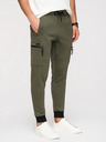 Ombre Clothing Pánske tepláky JOGGER s vreckami na stehnách a kontrastnými vsadkami - olivová V5 OM-PASK-0222 Ombre Clothing
